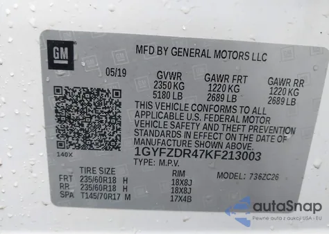 2019 Cadillac Xt4 Premium Luxury z USA, uszkodzony, nr VIN 1GYFZDR47KF213003